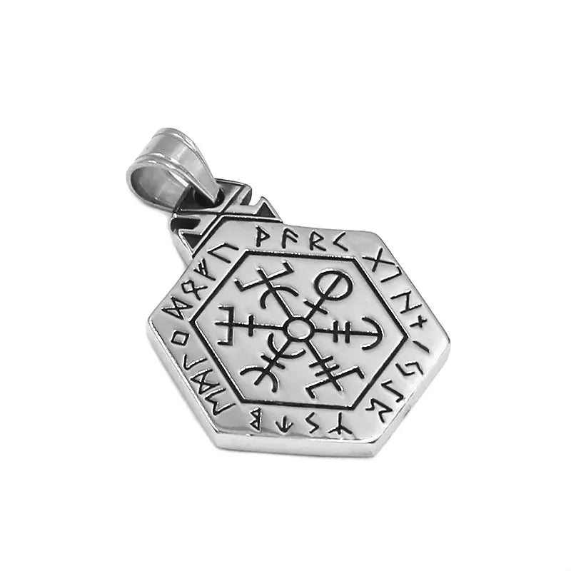 Norse Viking Rune Pendant Stainless Steel Jewelry Vintage Odin's Symbol Biker Mens Gift Wholesale SWP0589A