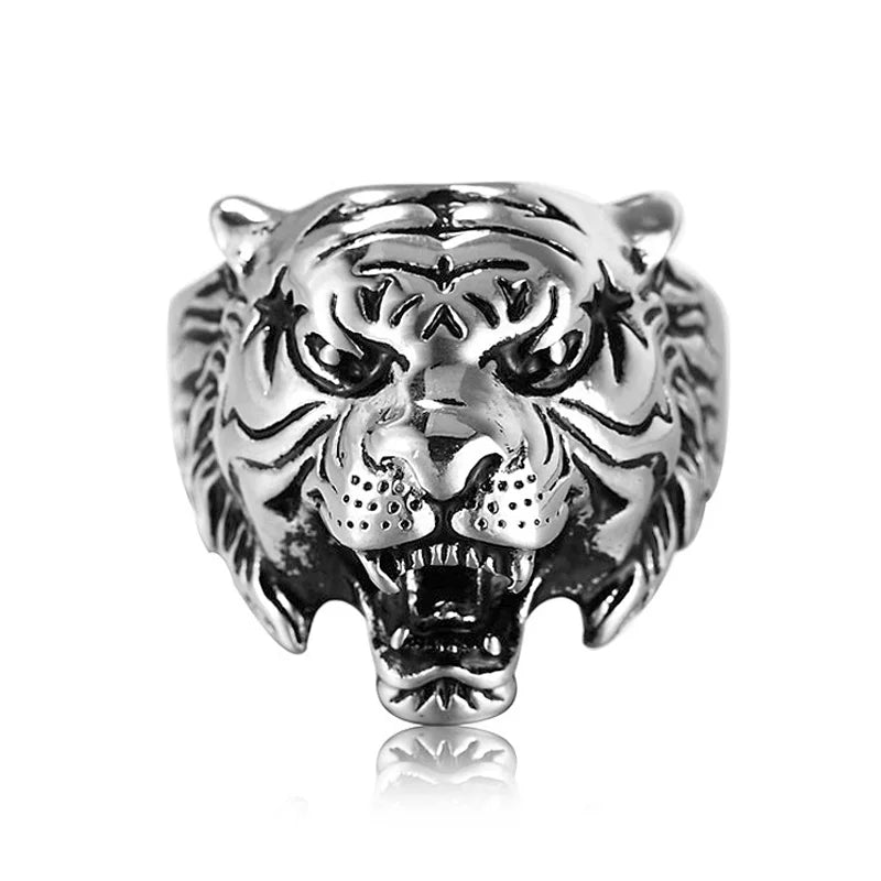 Personality Animal Dragon Elephant Lion Tiger Wolf Rings for Men Stainless Steel Cool Biker Ring Fashion Jewelry Accessories