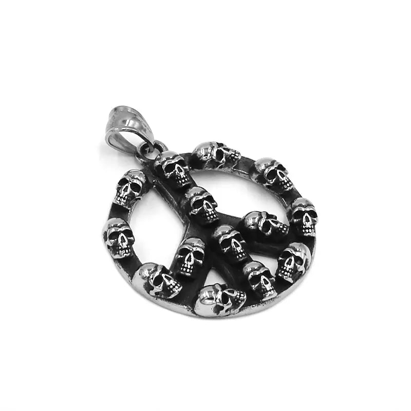 Fashion Peace Pendant Stainless Steel Jewelry World Peace Sign Skull Biker Men Pendant SWP0538A