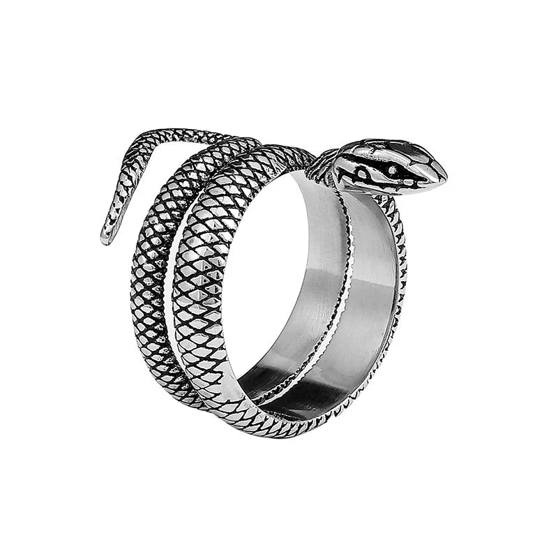 Fashion Hip Hop Snake Ring Stainless Steel Jewelry Vintage Punk Rock Signet Biker Men Gift