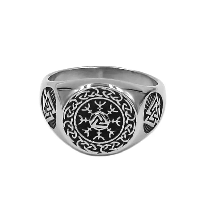 Charm Norse Viking Rune Ring Stainless Steel Classic Odin Symbol Amulet Biker Mens Jewelry SWR0977A