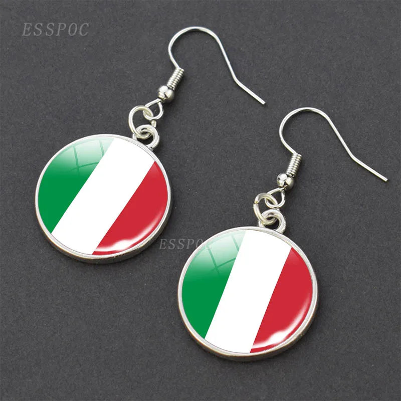 National Flag Pattern Dangle Earrings Israel Russia United States France Italy Germany Spain Flag Women Hook Earring Jewelry