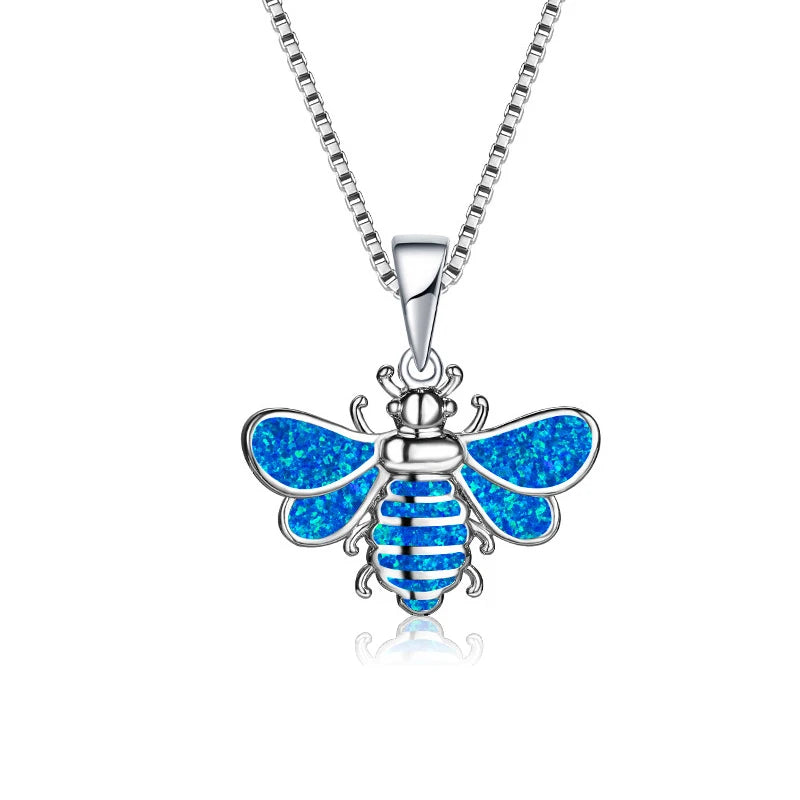 Bohemia Blue Imitation Opal Cute Jellyfish Pendant Necklace For Women Charm Crystal Sun Flower Necklaces Jewelry Gift for Women