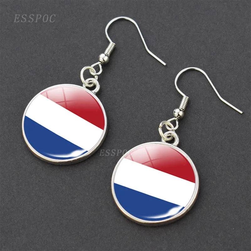 National Flag Pattern Dangle Earrings Israel Russia United States France Italy Germany Spain Flag Women Hook Earring Jewelry