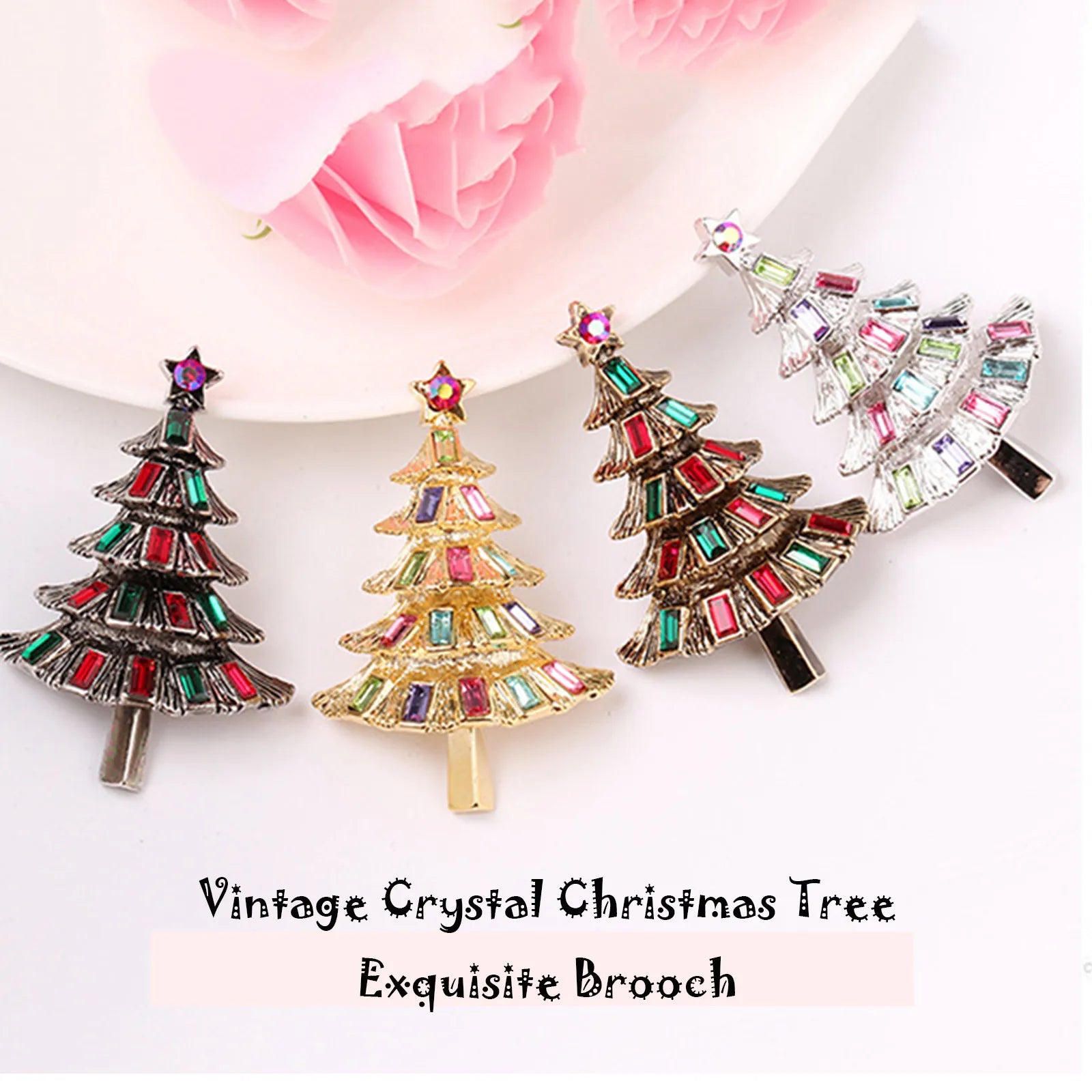 Broches d'arbre de Noël pour femmes Broche d'arbre de Noël en strass Cadeau Bijoux de mode Broche de festival Broches de manteau d'hiver