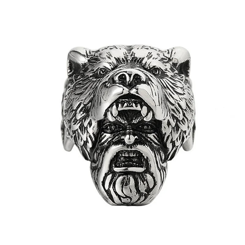 Personality Animal Dragon Elephant Lion Tiger Wolf Rings for Men Stainless Steel Cool Biker Ring Fashion Jewelry Accessories