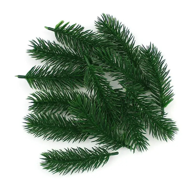 100Pcs Christmas Tree Ornament Mini Artificial Pine Needles Garland Pine Pick Party Supplies For Christmas Simulation Plants