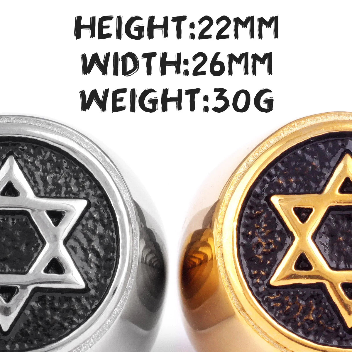 Judaism Hexagram Star of David Stainless Steel Mens Rings Punk Hip Hop for Male Boy Biker Jewelry Creativity Gift Wholesale