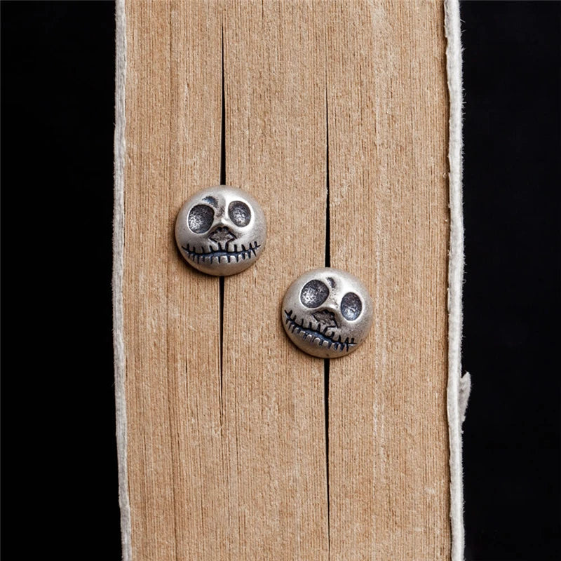 MKENDN Retro 925 Sterling Silver Pumpkin Prince Jack Stud Earrings Men Women Halloween Accessories Party Jewelry