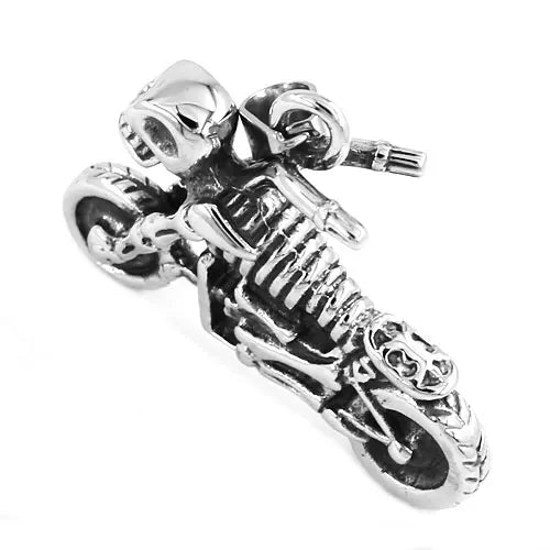 Pendentif crâne fantôme de moto en acier inoxydable, bijoux lourds classiques en os, pendentif crâne de motard pour homme, vente en gros SWP0397A