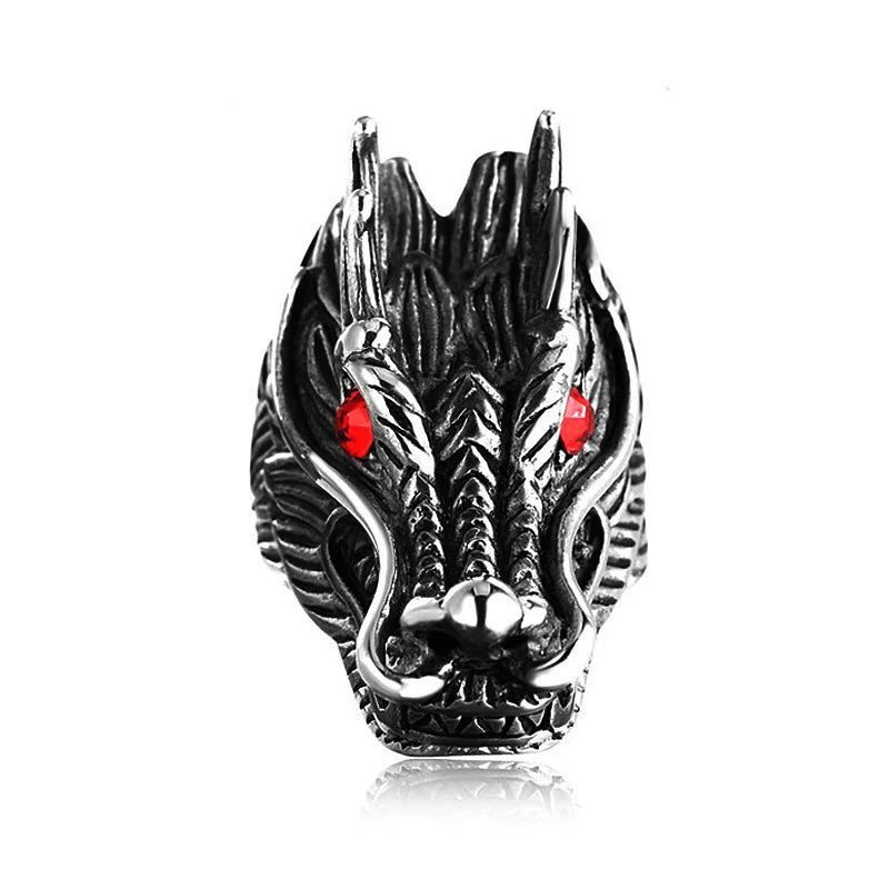 Personality Animal Dragon Elephant Lion Tiger Wolf Rings for Men Stainless Steel Cool Biker Ring Fashion Jewelry Accessories