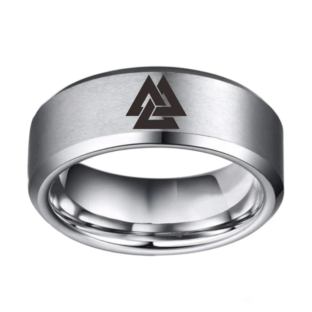 Norse Viking rune Valknut Odin Symbol Rings Stainless Steel Rings For Men Ring Charm Jewelry