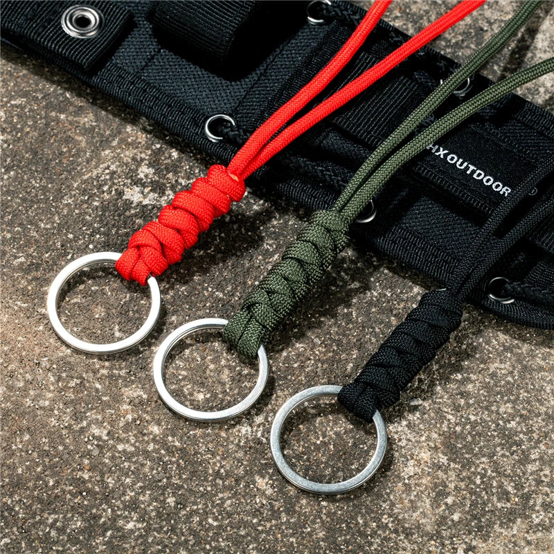 Paracord Braided Woven Keychain Wrist Rope Bracelet Anti-lost Rope Strap 32mm Key Ring Tactical Survival Tool Backpack Buckle