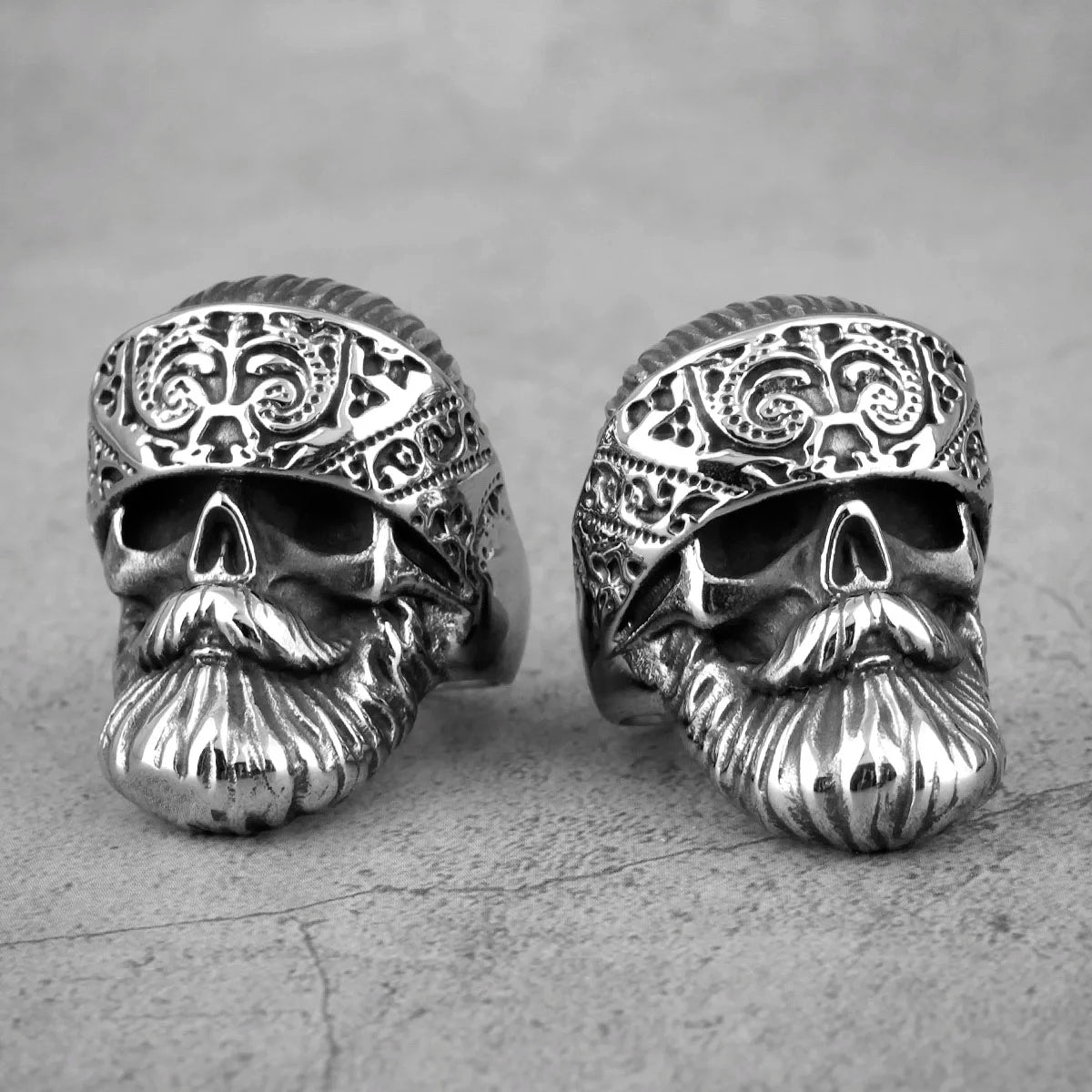 Big Beard Hippie Skull Stainless Steel Mens Rings Punk Hip Hop Cool for Male Boyfriend Biker Jewelry Creativity Gift Wholesale