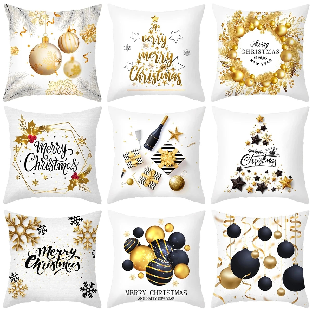 Housse de coussin de Noël 45 cm Navidad Joyeux Noël Décorations pour la maison 2024 Noël Noël Cristmas Ornements Cadeaux du Nouvel An 2025