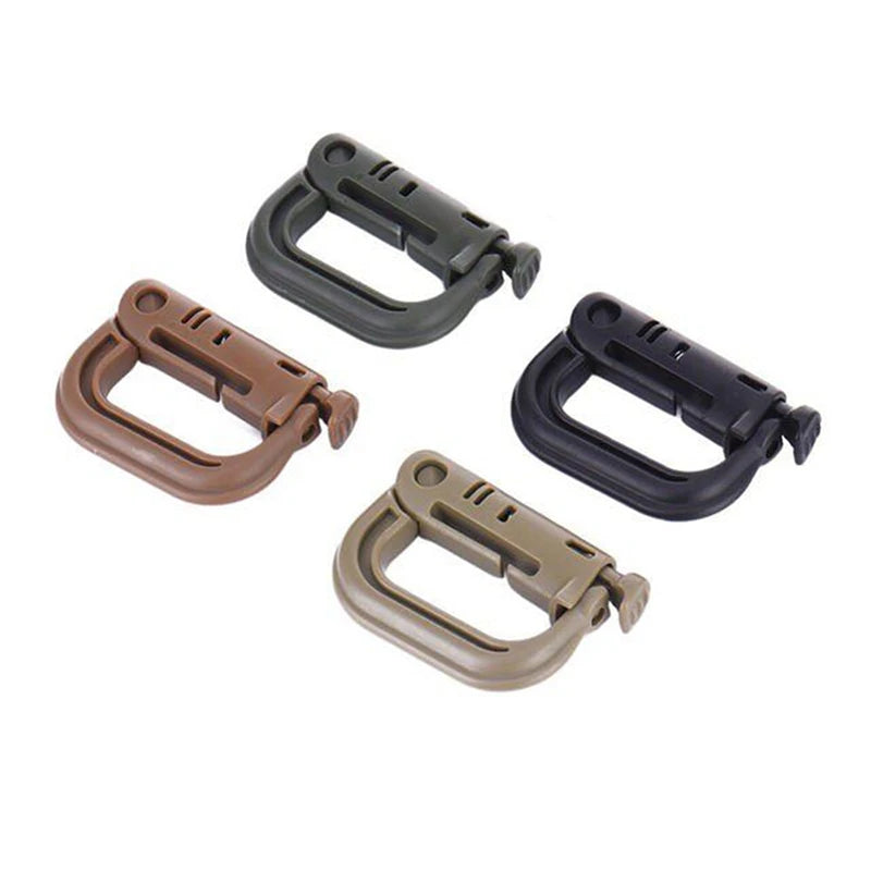 5Pcs/lot Grimloc Molle Carabiner D Locking Ring Plastic Buckle Outdoor Bag Molle Tactical Backpack Carabiner Keyring ABS Snap