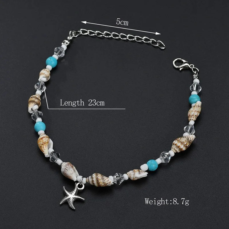 Bohemian Foot Chain Boho Sandals Jewelry Gift Shell Starfish Beads Anklets for Women Beach Anklet Bracelet Handmade