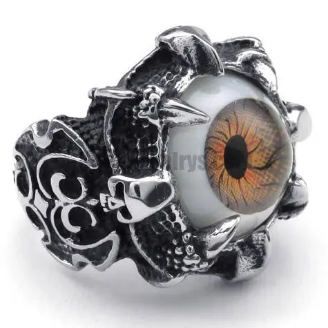 Fashion Evil Eye Ring Stainless Steel Jewelry Gothic Punk Ghost Skull Claws Biker Men Ring SWR0087