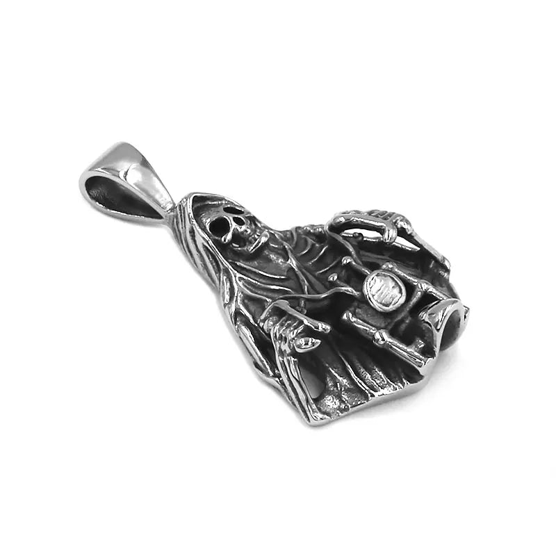 Grim Reaper Skull Ride Motorcycle Pendant Stainless Steel Jewelry Vintage Skull Biker Men Gift SWP0588A