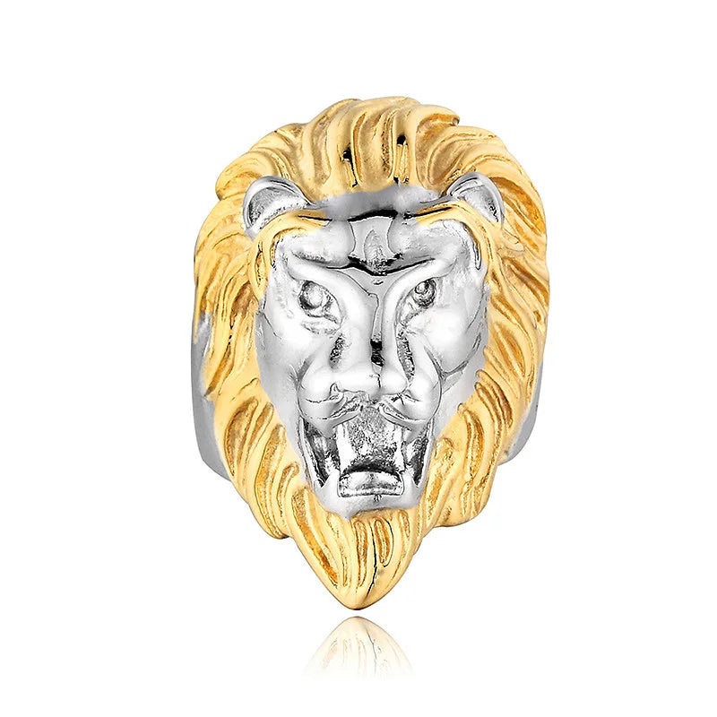 Personality Animal Dragon Elephant Lion Tiger Wolf Rings for Men Stainless Steel Cool Biker Ring Fashion Jewelry Accessories