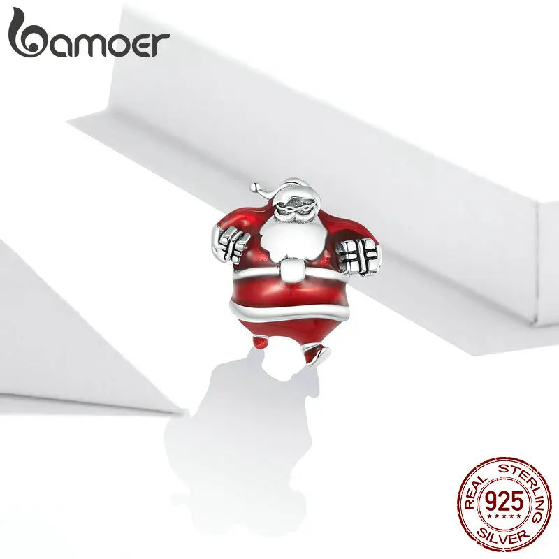 Sterling Silver Merry Christmas Santa Claus Beads for Original Bracelet Charms Fine Jewelry Accessories SCC1664 - Madeinsea©