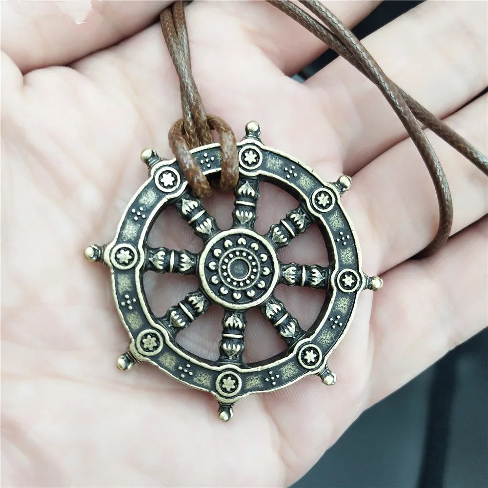 Free Ship Wheel Of Life Samsara Buddhist Talisman And Amulet Pendant Buddha Necklace Dharma Religious Indian Jewelry