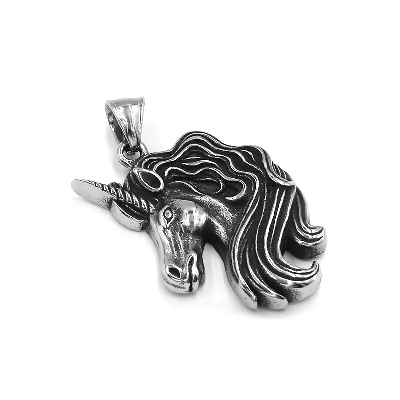 Unicorn Pendant Stainless Steel Jewelry Animal Unicorn Horse Head Biker Men Pedant Wholesale SWP0570A