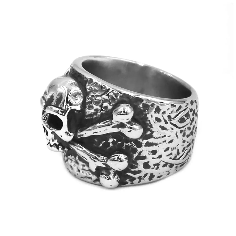 Vintage Bones Skull Ring Stainless Steel Jewelry Classic Punk Ghost Mens Ring for Gift SWR0999A