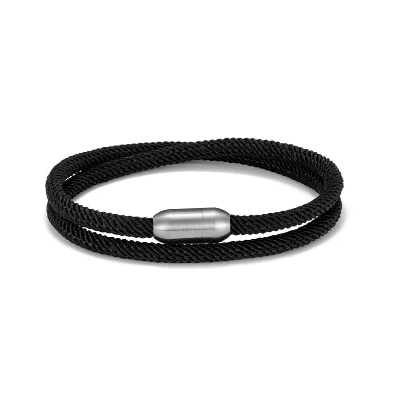 MKENDN Trendy Men Survival Bracelet Outdoor Camping Rescue Emergency Rope Bracelet For Women Stainless Steel Magnet Sport Buckle