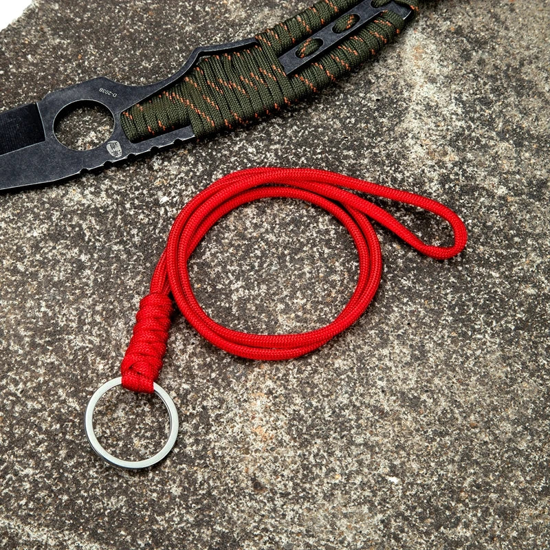 MKENDN Outdoor Rock Climbing Paracord Men Women ID Lanyard Cobra Snake Knot Split Ring ID Holder Neck Lanyard Badge Holder Gift