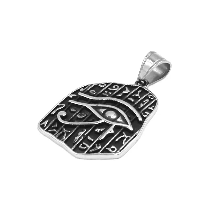 Egyptian Eye of Horus Ra Udjat Talisman Pendant Stainless Steel Jewelry All Seeing Eye Symbol Rune Biker Men Gift SWP0550A