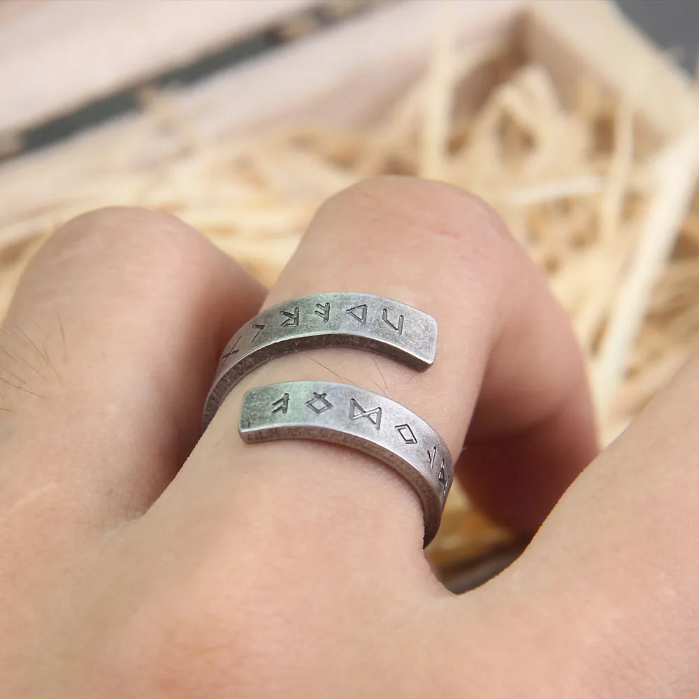 Stainless Steel Odin Norse Viking Amulet Rune Ring