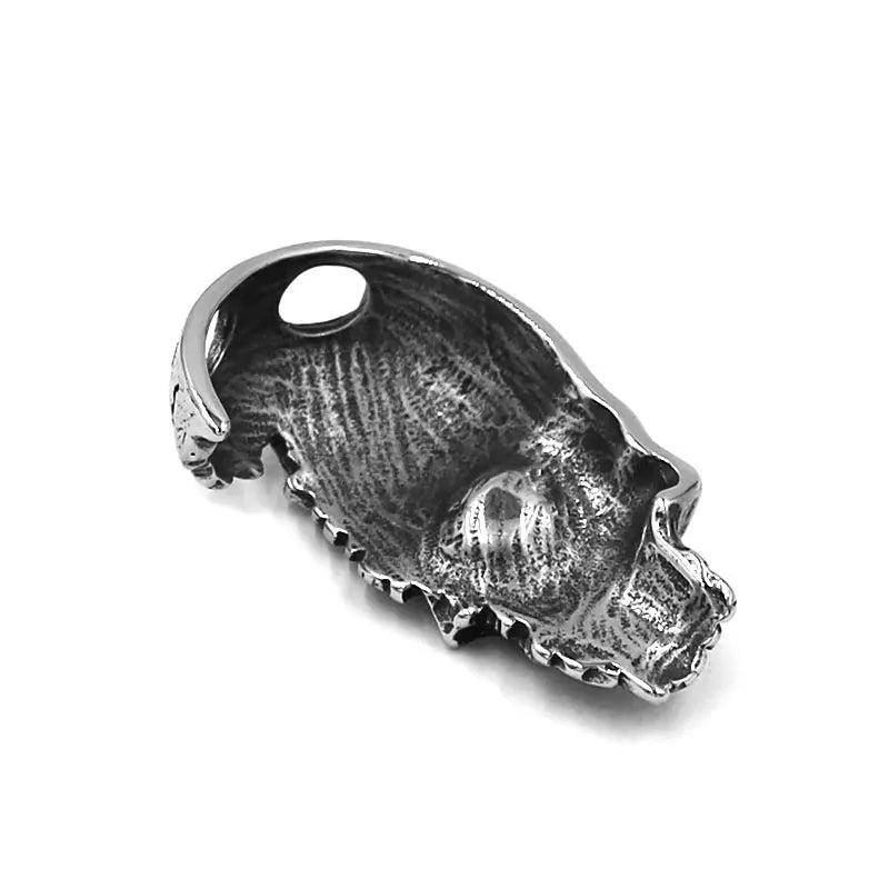 Rock Punk Totenkopf Anhänger Edelstahl Halskette Gebrochen Beschädigt Halbes Gesicht Biker Herren Schmuck SWP0525A