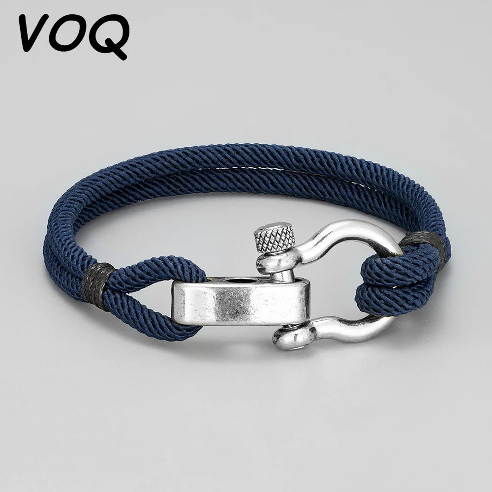 Outdoor Punk Jewelry Ancient Silver Color Survival Buckle Bracelet Men Adjustable Milan Rope Bracelets 2023 Handmade Weave Gifts