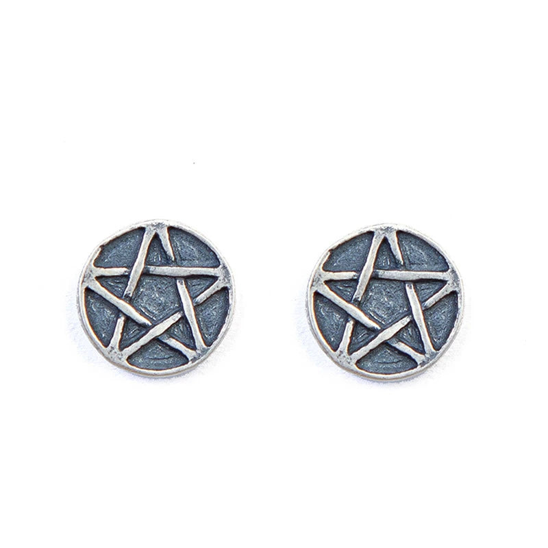 MKENDN 100% 925 Sterling Silver Greek mythologyGoddess of the Earth Pentacle Earrings Women Star Rune Ear Jewelry