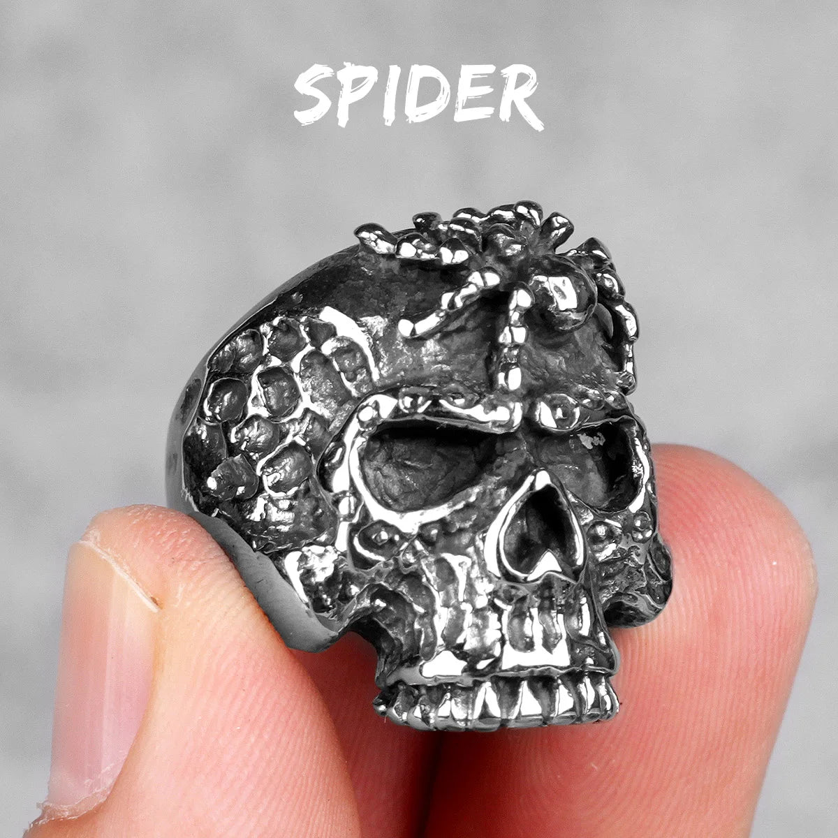 Edelstahl Männer Gothic Schädel Kopf Ringe Skeleton Punk Hip Hop Schwarz Cool Für Männliche Junge Schmuck Kreativität Geschenk Großhandel