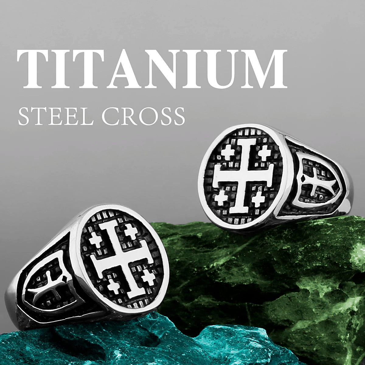 Jerusalem Cross Religion Stainless Steel Mens Rings Simple Retro for Male Boyfriend Biker Jewelry Creativity Gift Wholesale