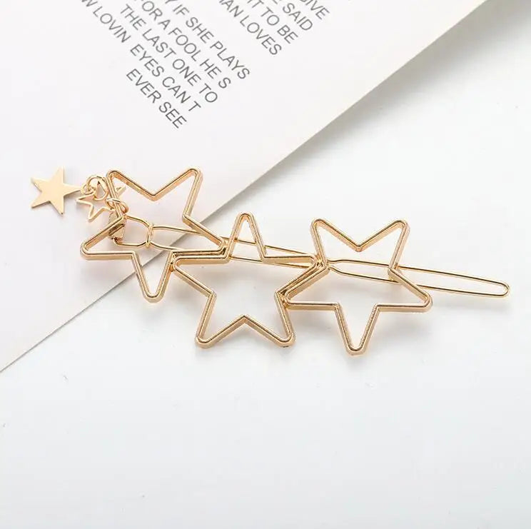 Fashion Metal Leaf Hair Clip Barrettes Hairpin Barrette Hair Claws Women Girls Trend Charm Moon Round Triangle