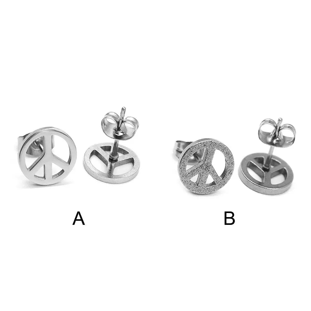 Fashion Peace Stud Earrings Stainless Steel Jewelry Cool World Peace Sign Biker Mens Women Earrings For Gift SJE370217AA