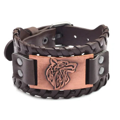 Odin Raven Charm Rune Vegvisir Leather Bracelet Men Punk Slavic Bangle Male Wristband Viking Bracelet Mens Jewelry