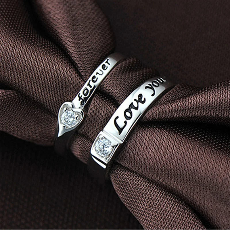 2Pcs/set Zircon Heart Matching Couple Rings - Madeinsea©