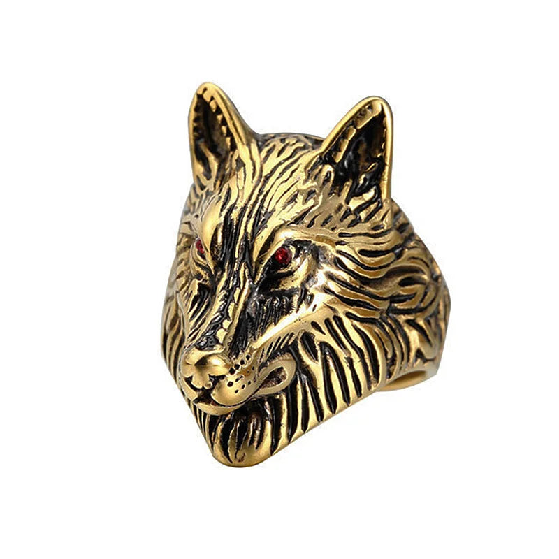 Personality Animal Dragon Elephant Lion Tiger Wolf Rings for Men Stainless Steel Cool Biker Ring Fashion Jewelry Accessories