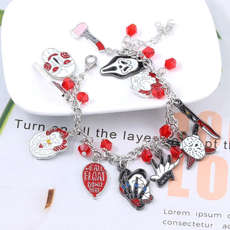 Horror Charms Bracelet Halloween Figure Pendant Bangles Bracelets for Women Men Jewelry Collection Gift