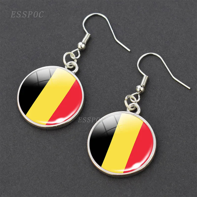 National Flag Pattern Dangle Earrings Israel Russia United States France Italy Germany Spain Flag Women Hook Earring Jewelry