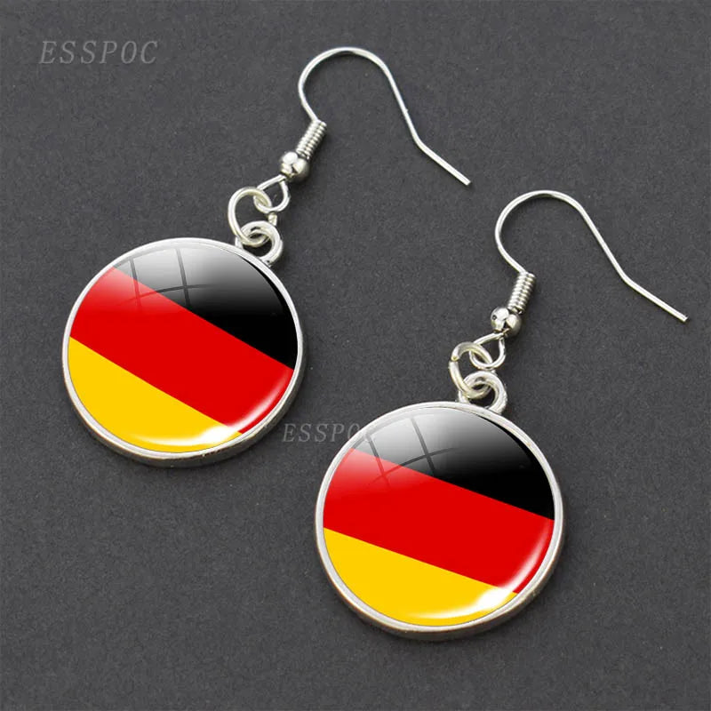 National Flag Pattern Dangle Earrings Israel Russia United States France Italy Germany Spain Flag Women Hook Earring Jewelry