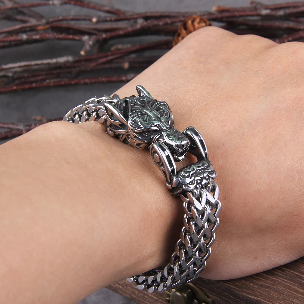 Viking Ouroboros Vintage Stainless Steel Bracelet for Men