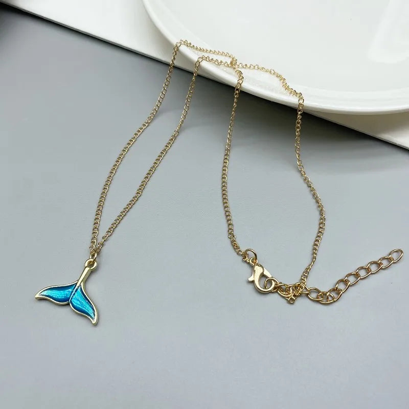 New Design Animal Women Necklace Fashion Whale Tail Fish Nautical Charm Mermaid Tails Necklaces Jewelry Gift Collar Necklace