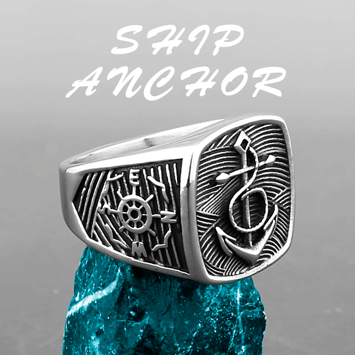 Nordic Viking Stainless Steel Ring Anchor Compass Tree of Life Viking Rune Wolf Men and Women Ring Jewelry Factory Wholesale