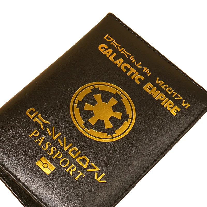 New Logo Galactic Empire Passport Cover Black Pu Leather Covers for Passports Travel Wallet Document Organizer Passport Holder