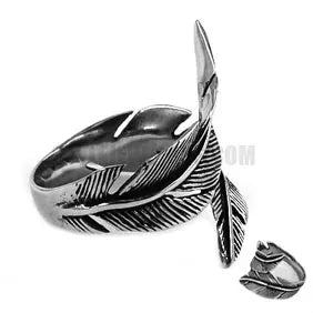 Vintage Feather Ring Stainless Steel Jewelry Fashion Eagle Wing Biker Mens Gift SWR0463A